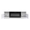 Living and Home Recessed Electric Fireplace TV Stand with Closed Storage