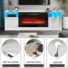 Living and Home Recessed Electric Fireplace TV Stand with Closed Storage