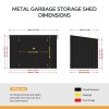 Living and Home Charcoal Black Metal Bike & Tool Shed Outdoor Storage Shed for Rubbish Bin with Lockable Double Doors, Ventilated, Gas Strut Lid