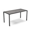 150cm Rectangular Outdoor Dining Table with Parasol Hole Grey