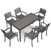 150cm Rectangular Outdoor Dining Table with Parasol Hole Grey