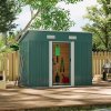 Living and Home 4x8FT Metal Pent Roof Garden Tool Shed, Dark Green