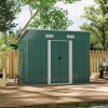 Living and Home 4x8FT Metal Pent Roof Garden Tool Shed, Dark Green