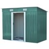 Living and Home 4x8FT Metal Pent Roof Garden Tool Shed, Dark Green