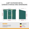 Living and Home 4x8FT Metal Pent Roof Garden Tool Shed, Dark Green