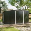 Living and Home 4x8FT Metal Garden Storage Shed with Log Storage, Anthracite