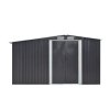 Living and Home 8ft x 8ft Garden Metal Storage Shed with Log Storage, Black