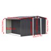 Living and Home 8ft x 8ft Garden Metal Storage Shed with Log Storage, Black