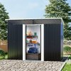 Living and Home 8 x 4 ft Garden Metal Storage Shed with Lockable Sliding Doors, Charcoal Black