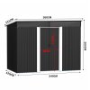 Living and Home 8 x 4 ft Garden Metal Storage Shed with Lockable Sliding Doors, Charcoal Black