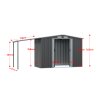 Living and Home Outdoor Metal Storage Shed with Lean-to, Dark Grey