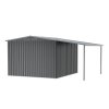 Living and Home Outdoor Metal Storage Shed with Lean-to, Dark Grey