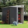 Living and Home 5 x 7FT Sliding Door Pent Roof Garden Tool Shed Outdoor Patio Storage House, Charcoal Black