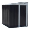 Living and Home 5 x 7FT Sliding Door Pent Roof Garden Tool Shed Outdoor Patio Storage House, Charcoal Black