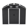 Living and Home Large Galvanized Steel Acrylic Storage Shed, Charcoal Black