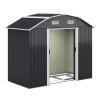Living and Home Large Galvanized Steel Acrylic Storage Shed, Charcoal Black
