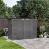 Living and Home 182.6cm H Outdoor Galvanized Steel Storage Shed with Dual Doors, Grey