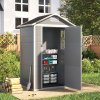 Living and Home 4 x 3FT Apex Roof Garden Plastic Storage Shed with Lockable Door