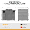 Living and Home 8.1x5.7FT Metal Apex Roof Garden Tool Shed, Grey