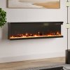 Living and Home 60inch Recessed and Freestanding Electric Fireplace with Remote Control Wall Inset Fire 3 Sided Panoramic