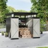Living and Home 2 X 2.6 X 2M Metal Garden Tool Shed, Charcoal Black