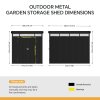 Living and Home 2 X 2.6 X 2M Metal Garden Tool Shed, Charcoal Black