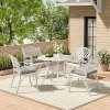 Living and Home Set of 5 Retro Garden Bistro Set Cast Aluminum with Cushions