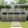 Living and Home 4 Bin Storage Shed Heavy-duty Galvanized Steel Outdoor Bin Store with Lift-up Lids & Lockable Doors