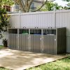 Living and Home 4 Bin Storage Shed Heavy-duty Galvanized Steel Outdoor Bin Store with Lift-up Lids & Lockable Doors