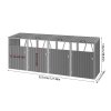 Living and Home 4 Bin Storage Shed Heavy-duty Galvanized Steel Outdoor Bin Store with Lift-up Lids & Lockable Doors