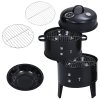 Living and Home 3-In-1 Portable Outdoor Charcoal BBQ Grill Smoker