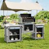 Living and Home Portable Outdoor Camping Kitchen Unit with Storage Shelves