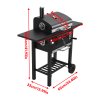Living and Home Outdoor Portable Carbon Steel Charcoal Grill with Side Tables, Black