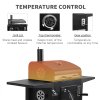 Living and Home Outdoor Portable Carbon Steel Charcoal Grill with Side Tables, Black