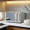700W 20L Stainless Steel Microwave 6 Power Levels with Defrost Function, Freestanding