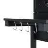 Living and Home Portable Outdoor Charcoal BBQ Grill with Side Shelves