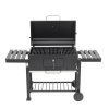 Living and Home Portable Outdoor Charcoal BBQ Grill with Side Shelves