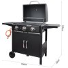 Living and Home 3-Burner Outdoor BBQ Propane Gas Grill with Wheels