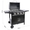 Living and Home 4-Burner Outdoor BBQ Propane Gas Grill with Wheels