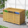 Living and Home Triple-Bin Wheelie Bin Storage Shed - Fir Wood Outdoor Dustbin Cabinet, Lockable Garden Bin Store (3 x 240L)