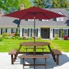 Living and Home 8-Person Round Wood Picnic Table and Bench Set
