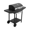 Living and Home Outdoor Carbon Steel Garden Charcoal Grill with Shelf and Wheels