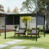 Outdoor Retractable Steel Pergola with Canopy 295cm W x 295cm D x 220cm H