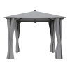 3x3M Solar LED Metal Patio Gazebo with Curtains