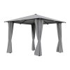 3x3M Solar LED Metal Patio Gazebo with Curtains