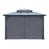 12 x 10FT Metal Frame Hardtop Patio Gazebo with Curtains