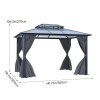 12 x 10FT Metal Frame Hardtop Patio Gazebo with Curtains