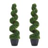 Living and Home 120cm 2 Pack Artificial Topiary Spiral Boxwood Tree Fake Plant