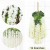 Living and Home 12pcs Artificial White Wisteria Hanging Vines
