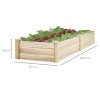 Living and Home Rectangular Raised Planter Box Solid Wood Raised Garden Bed with 2 Compartments